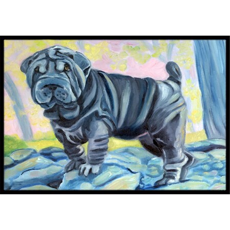 Jensendistributionservices Blue Shar Pei Indoor & Outdoor Mat, 18 x 27 in. MI2556114